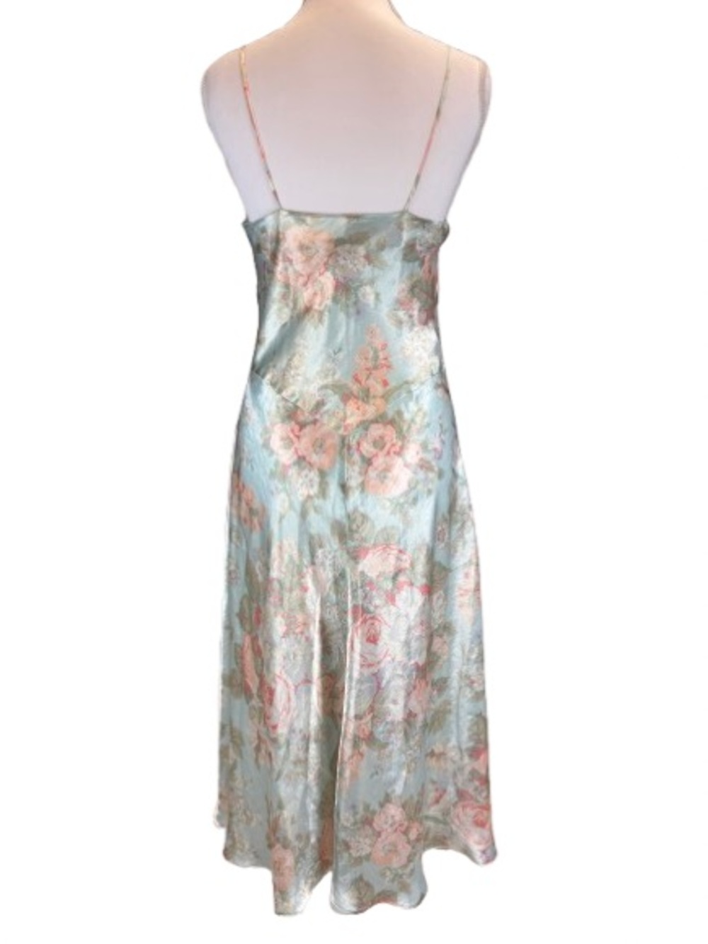 Vintage Victoria’s Secret Long Satin Slip Dress Floral Lace Trim Gold Label S - Picture 2 of 9